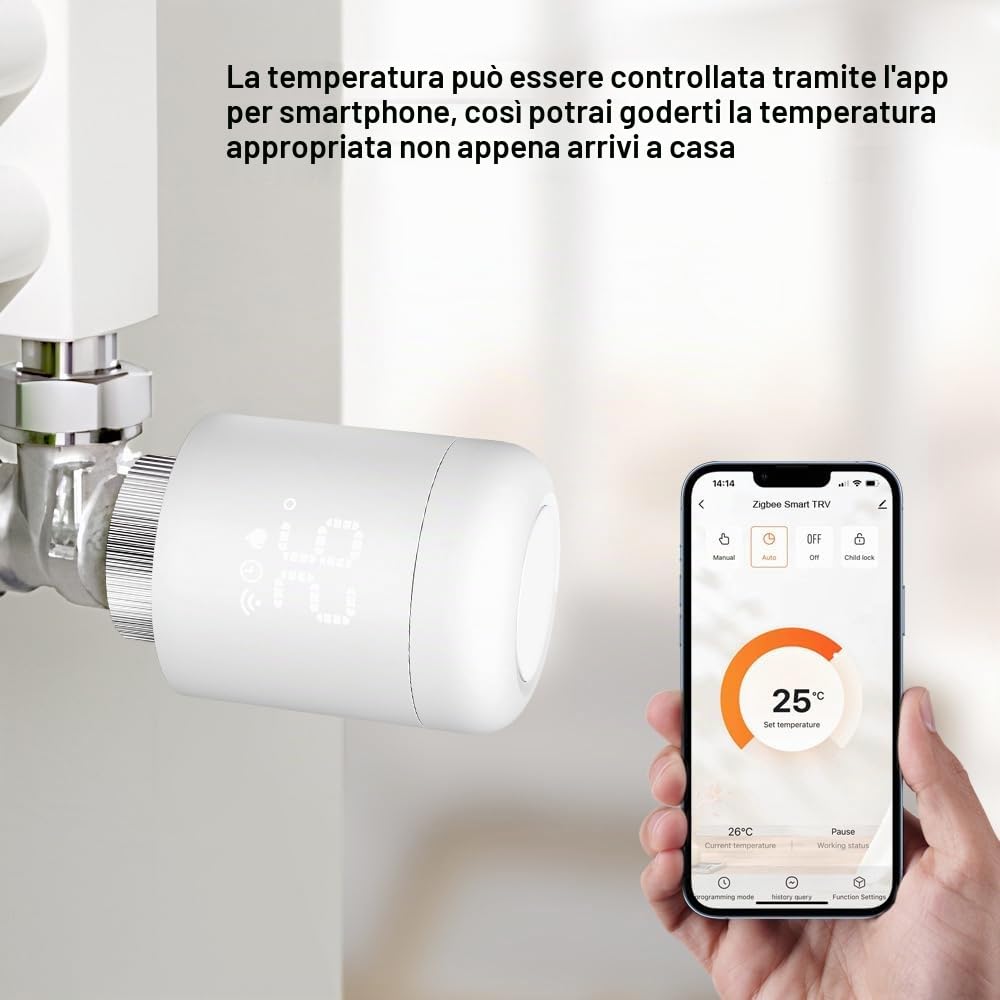 Tuya Zigbee - Valvole termostatiche per termosifoni intelligenti senza fili, possono essere controllate via App del cellulare, termostato per termosifone, compatibile con Amazon Home