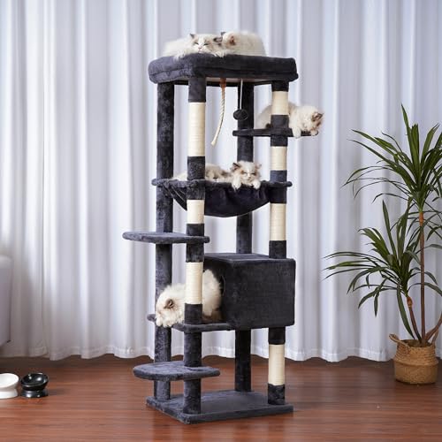 Image of Heybly Cat Tree for Large Cats, 20lbs Heavy Duty, 60 inches HCT050G