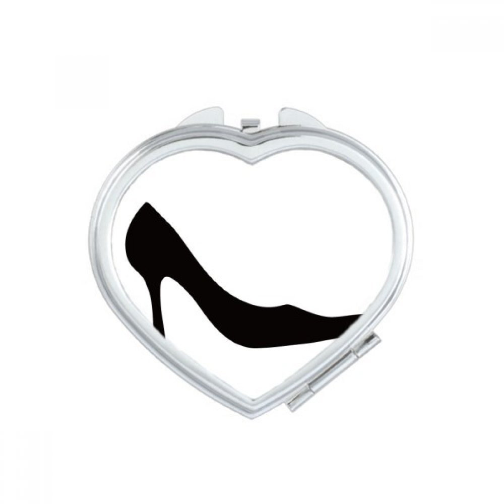 Miroir maquillage compact noir avec motif bottes et cœur pour femme