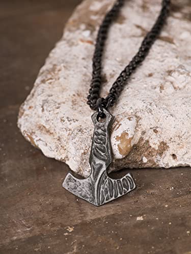 HAQUIL Viking Mjolnir Necklace, Antique Thor Hammer Amulet Pendant, Wheat Chain, Viking Jewelry Gift for Men and Women4