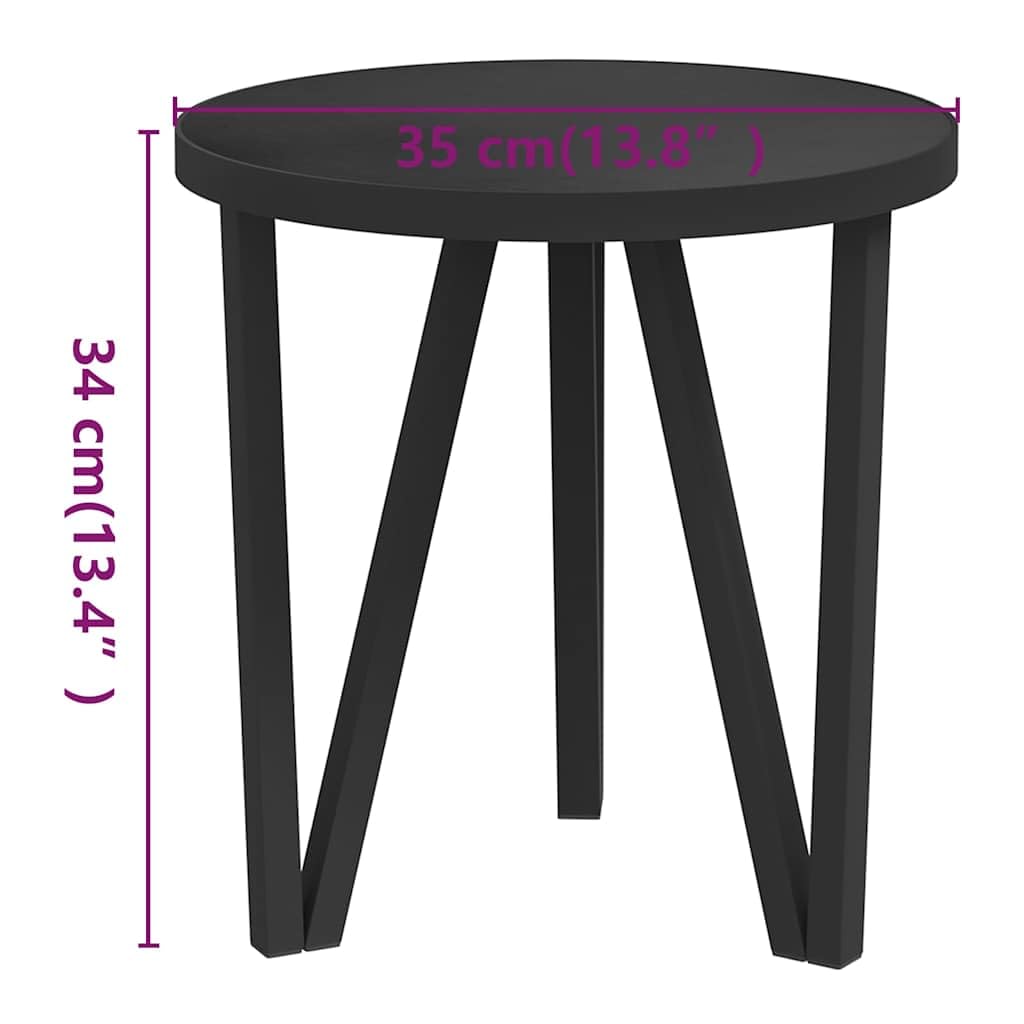 Tavolino nero Ø 35 cm tavolino da salotto stile industriale MDF