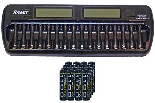 Acculoop-X 16 Bay AA/AAA LCD Battery Charger + 16 AAA 1100 mAh NiMH Batteries