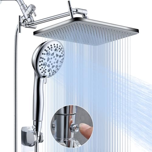 BSTHAONE Rain Shower Head Combo-14''Rainfall ShowerHead,8 Modes Handheld with ON/OFF Pause Switch, Double High Pressure Shower heads with Hose,Adjustable and detachable for Couple and Kids