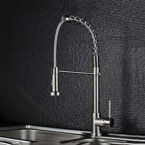Robinet de cuisine pivotant 360 avec douchette extractible chromée - 2