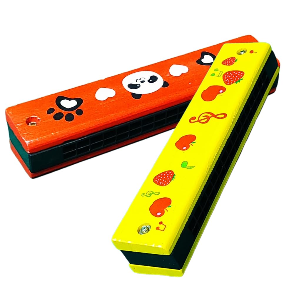 Wooden Harmonica for Kids - Random Colorful Cartoon Design Musical Toy, Safe & Non-Toxic, Best Gift for Boys & Girls (Pack of 2)-image-16