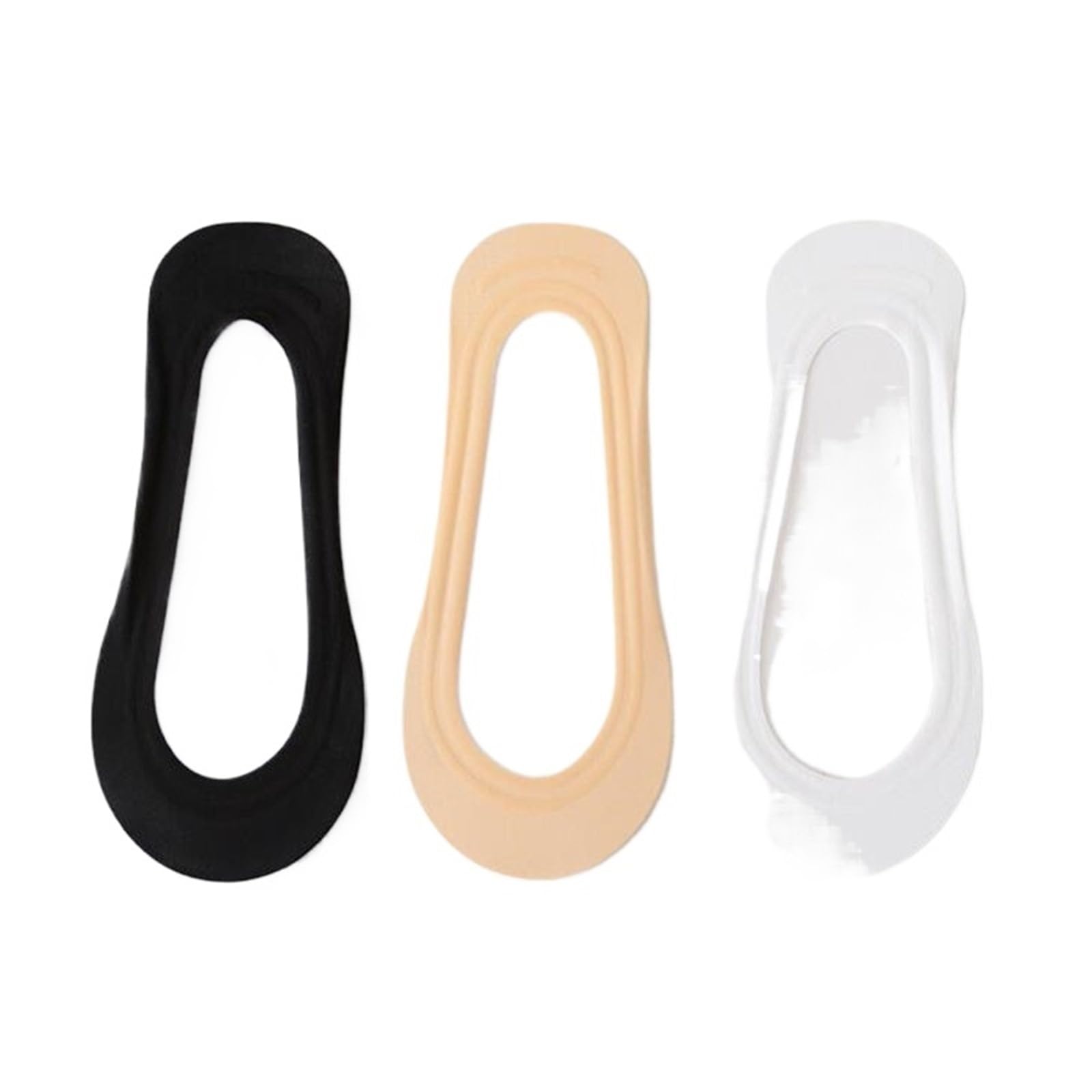 Fantasmini Donna 3 paia di calzini invisibili in seta da barca for donna, estivi, sottili, antiscivolo, ultrasottili(Black Khaki White)