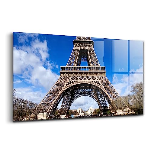 Tableau en verre d'art Tour Eiffel Paris Wallfluent décoration murale luxe 120x60cm