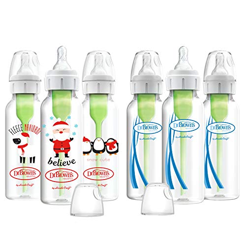 Image of Dr. Brown’s Natural Flow® Anti-Colic Options+™ Narrow Baby Bottles 8 oz/250 mL, with Level 1 Slow Flow Nipple, 6 Pack, 0m+ Holiday Gift Set