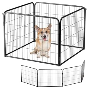 BestPet | Dog Playpen Extender | 24 Inch, 4 Panels | Heavy Duty Metal Pet Exercise Pen | Indoor Outdoor Fence Panels | Rust-Resistant, Removable, Tool-Free Setup | Anti-Skid, Expandable Design
