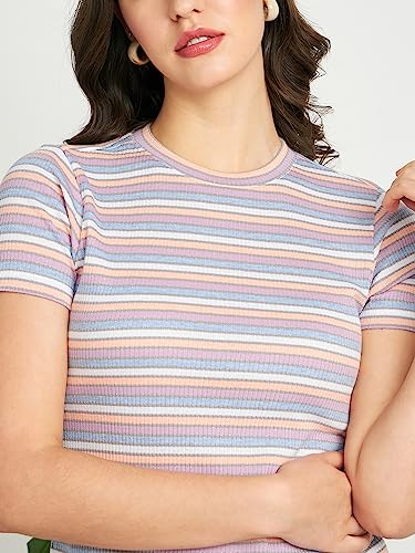 Image of Modeve Women Striped Half Sleeves Top for Summer