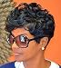 HOTKIS Wavy Pixie Cut Wig for Women Short Human Hair Wigs with Bangs Natural Looking Balck Wig