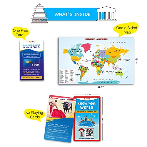 Image of Kaizen MicroLessons Card Game Smart Cards. (Combo Pack: Country Trump Cards And Know Your World) for Kids, Pack of 1