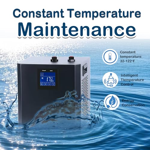 Image of 79 Gallon Aquarium Chiller, Fish Tank Chiller,1 /3 HP Active Aqua Chiller for Axolotl, Aquarium Cooler with LED Display, Pipe, Water Pump, Remote Control