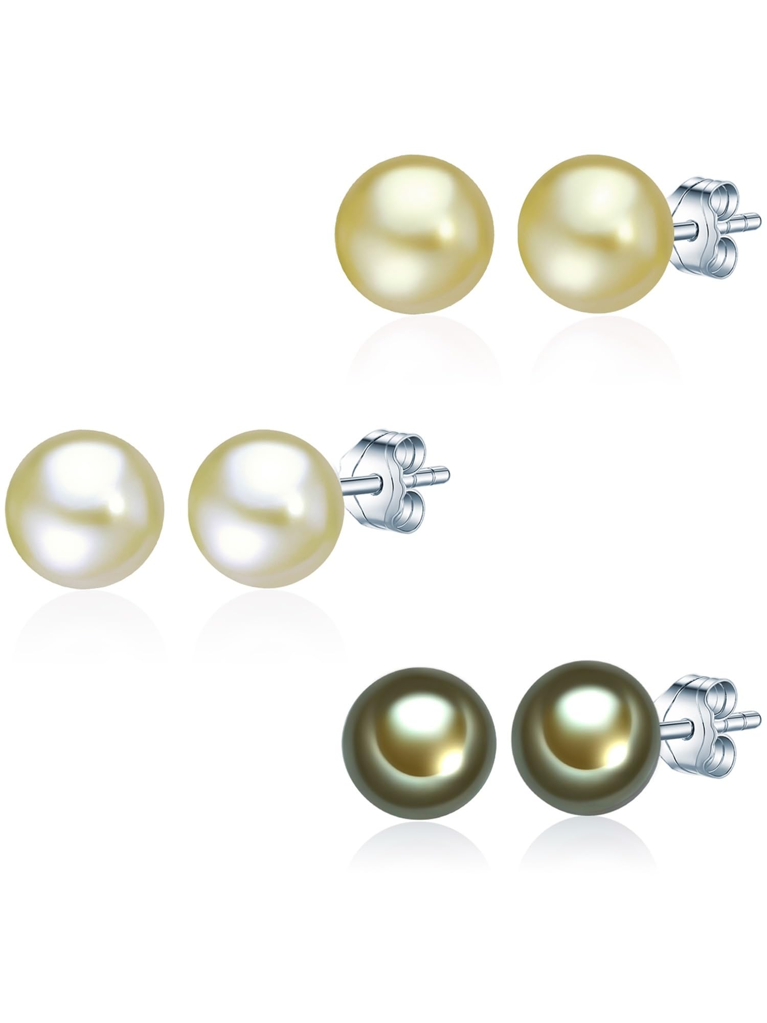 Valero Pearls Damen Perlenohrstecker 3er Set aus 925/- Sterling Silber