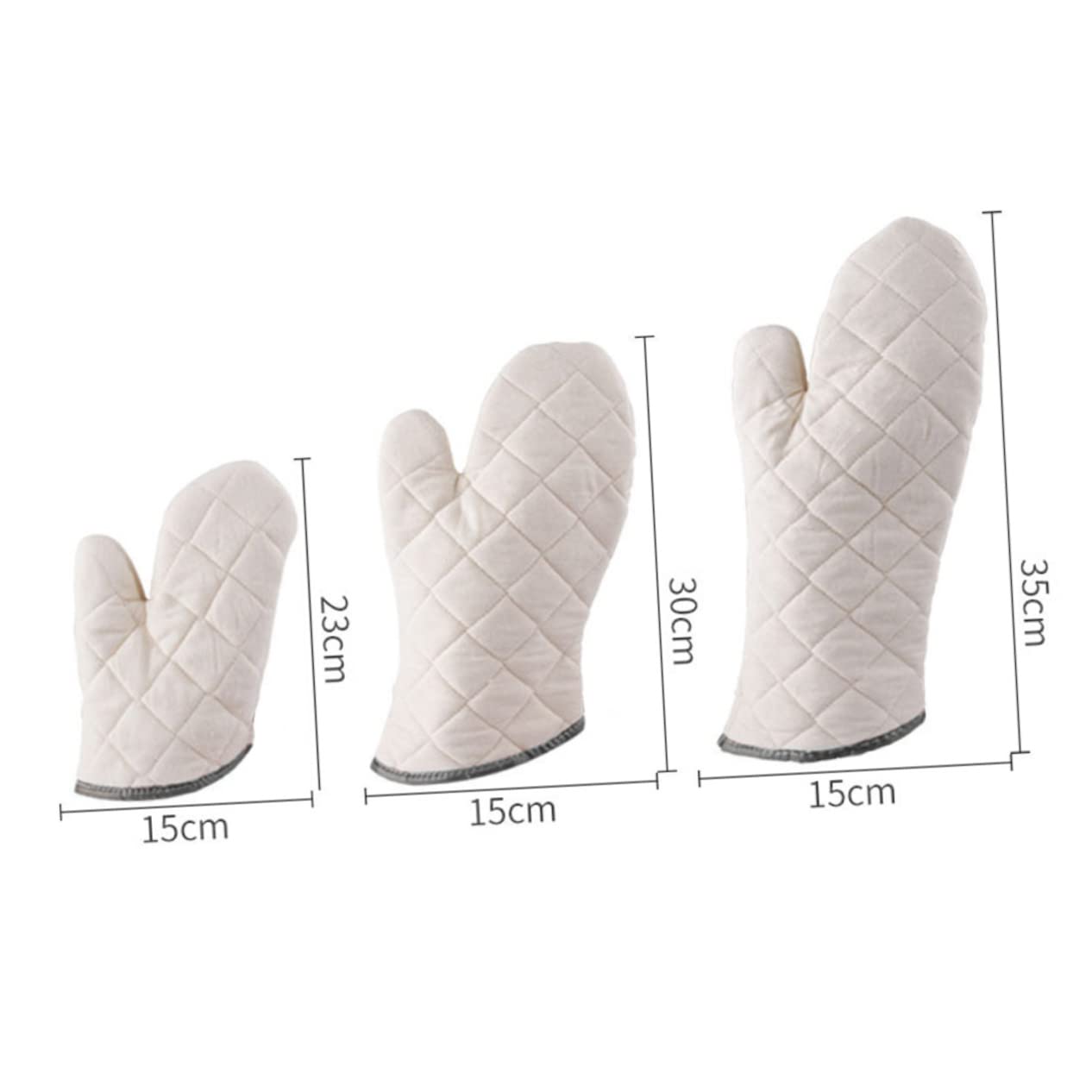 Alipis 2Pcs White Cotton Heat Resistant Oven Mitts for Kitchen and BBQ Medium Soft and Flexible Cooking Gloves with Non Slip Grip for Home and Restaurant Use