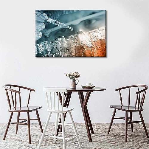 Image of 1 Panels Chemical Equations Laboratory Research Concept Canvas Wall Art Medical Posters Young Scientist Art Prints Giclee Wooden Framed Gallery-Wrapped Ready to Hang (16 inch Wx24 H)