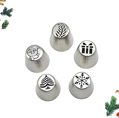 Miniatura 9 de UPKOCH Juego de 5 puntas de ribetes de copo de nieve Puntas de tuberías rusas de acero inoxidable para galletas navideñas, cupcakes, decoración de