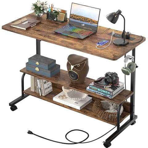 Besiost 39" Height Adjustable Standing Desk with Power Outlets Cover
