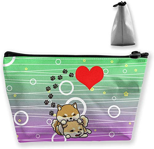 Preisvergleich Produktbild Funny Shiba Inu Kosmetiktasche mit Fußabdrücken, Herzform, tragbar