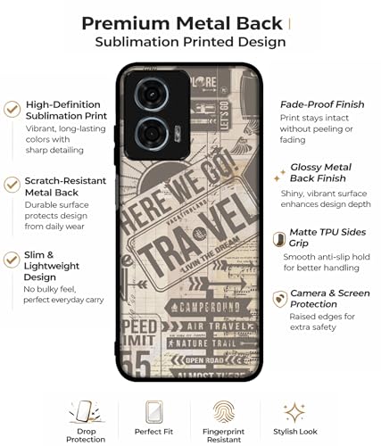 Image of Travel Design Premium 2D Printed Metal Back Case Cover for Motorola Moto G34 5G / G45 5G
