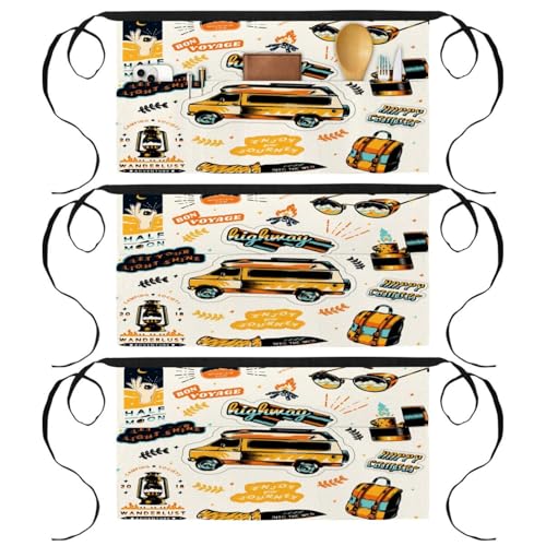 Demi-tablier pour cuisine et pâtisserie lot de 3 avec poches pour bistrot