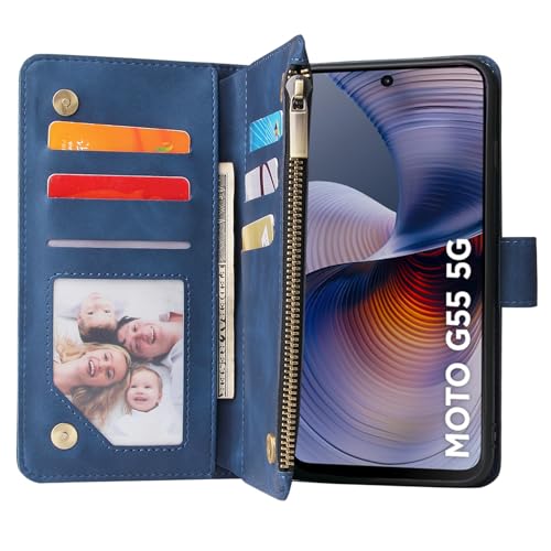 Coque Motorola Moto G55 5G Asuwish avec étui portefeuille en cuir rabat et protège-écran - 3
