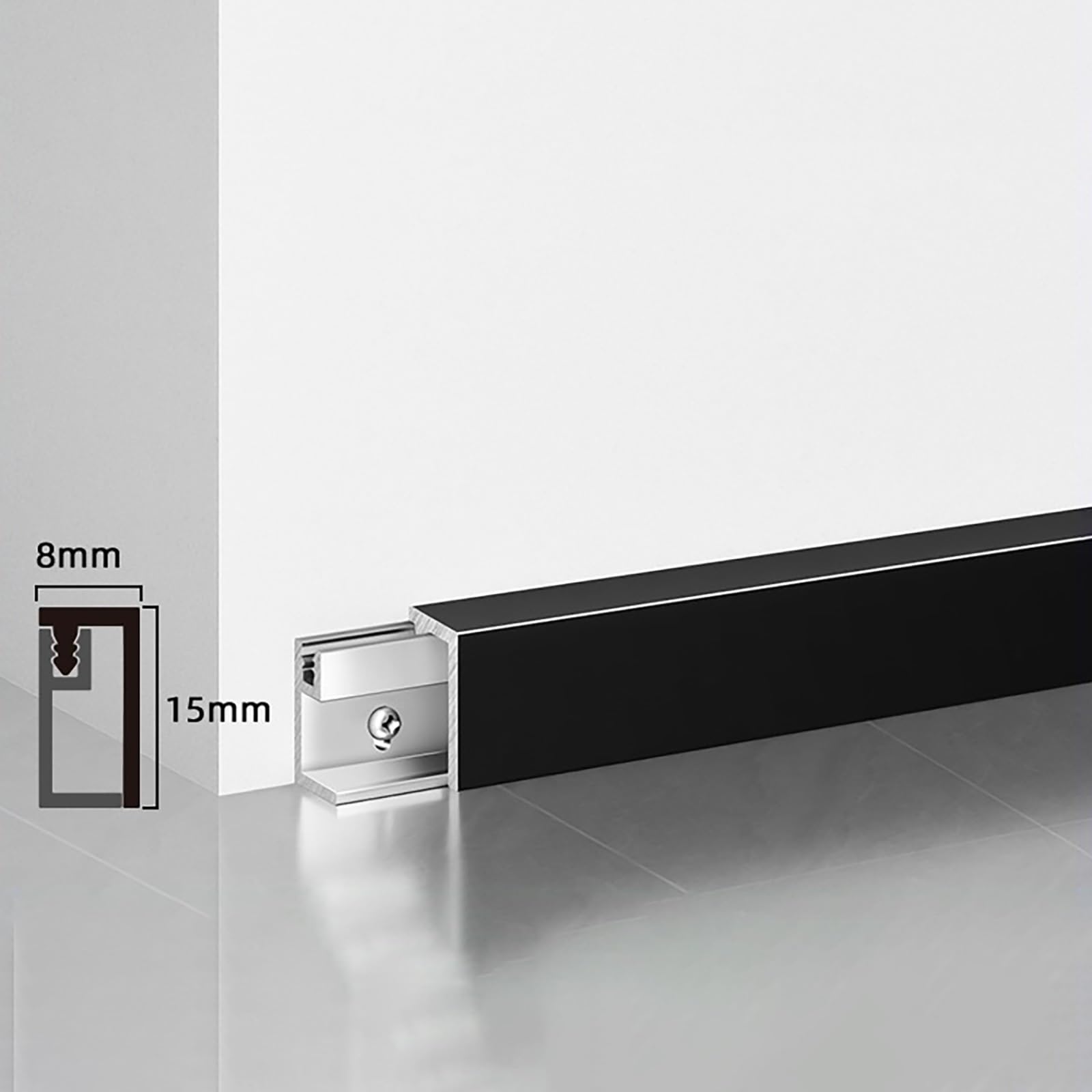 Metalowa listwa przypodłogowa 125 cm - 4 sztuki listwa przypodłogowa ze stopu metali o szerokości 15 mm Flo Ed Ele Design do dekoracji domu i biura