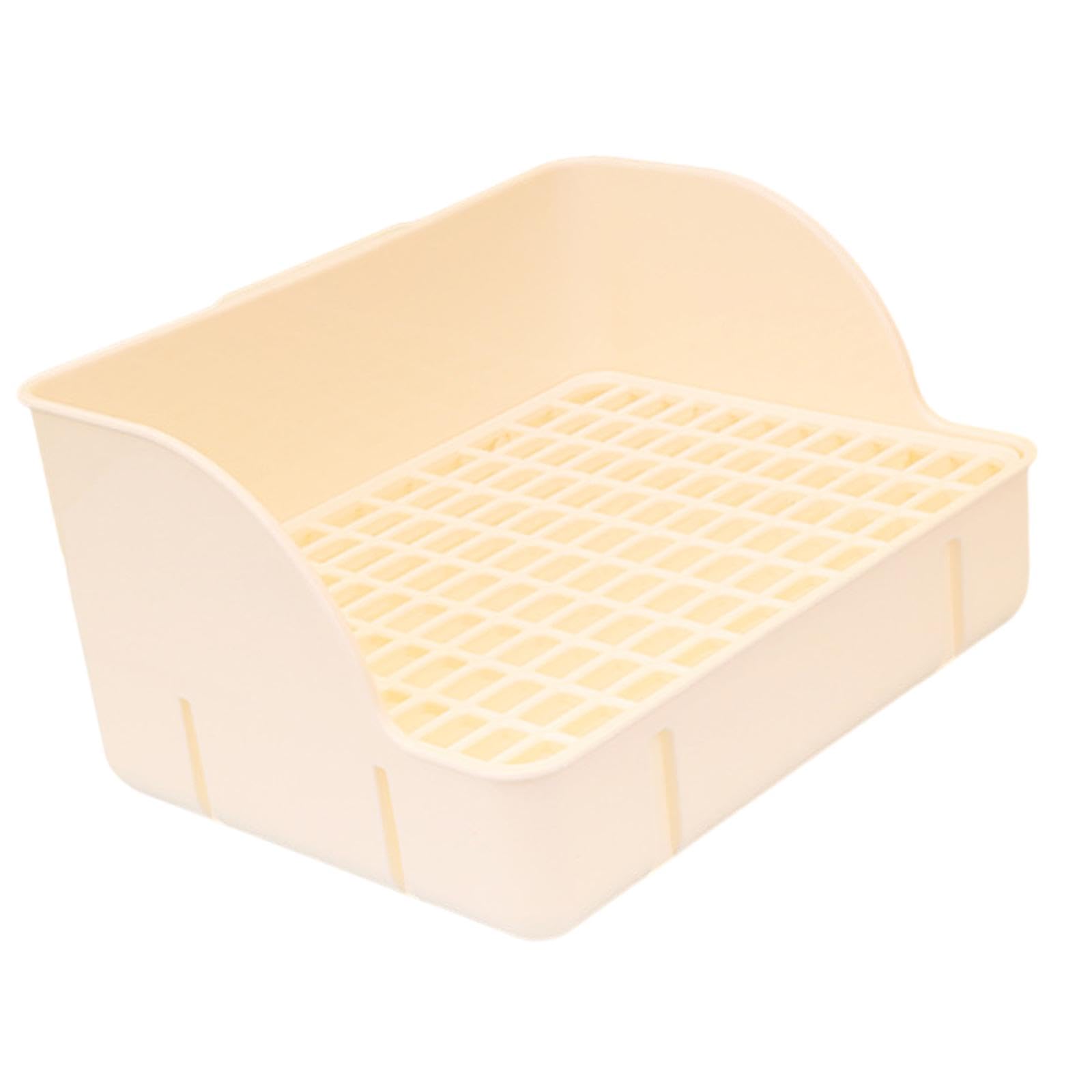 Kaninchentoilette Ecktoilette Trainingsbox Kleintierkäfig Streubox mit Pflegeleichtem Pp Gitter Und Komfortabler Reinigung für Kaninchen Meerschweinch, weißes PP-Netz