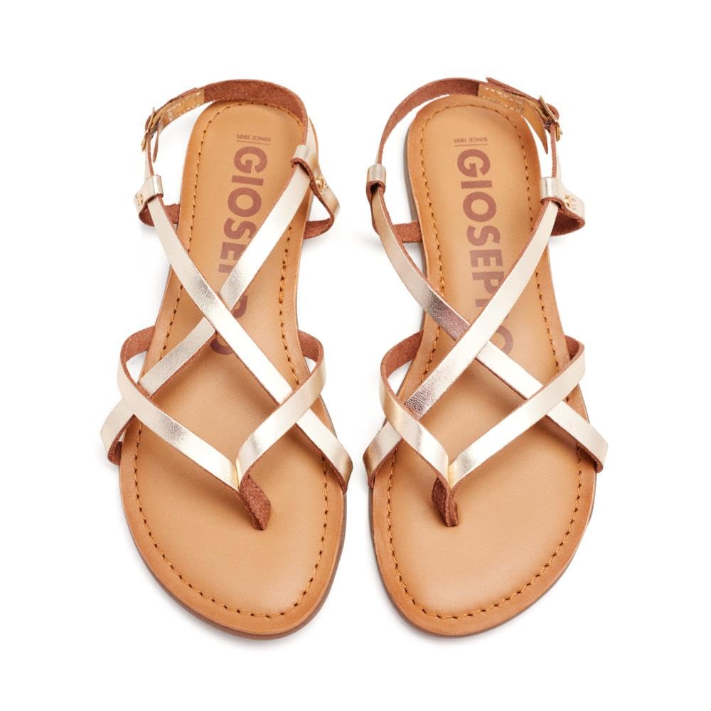 GIOSEPPO lelex Women's Roman Style White Sandals, gold, 5 UK