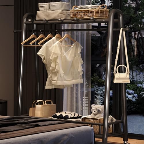 Portant à vêtements avec étagère en maille inférieure robuste