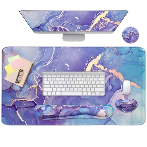 Image of WB WEIRDBEAST 4-in-1 Large Mouse Pad & Wrist Support Mousepad Set, Extended Desk Pad Waterproof Desk Mat for Home Office & Gaming, Black, Silicone & Memory Foam