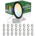 zouzai 24 Pack 6 Inch Black 5CCT reset Ultra-Thin LED Recessed Ceiling Light with Junction Box, 2700K/3000K/3500K/4000K/5000K Selectable, 12W Eqv 110W,Dimmable- ETL and Energy Star Certified
