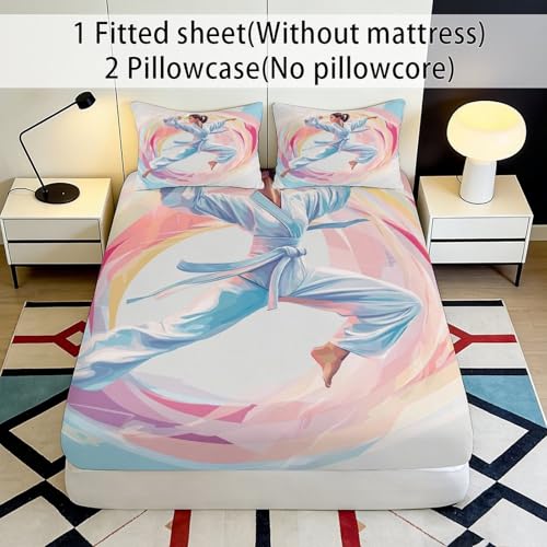 Housse de matelas karaté 90x200 microfibre drap lit imprimé 3D