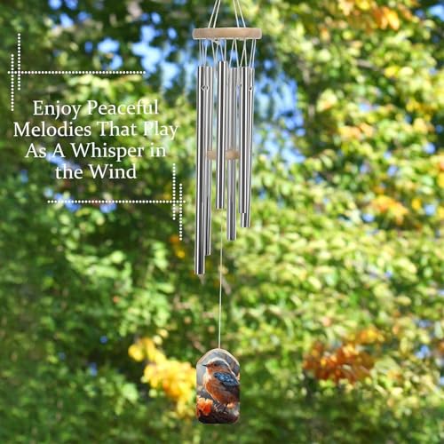 Grand carillon éolien commémoratif fleur oiseau pour deuil extérieur - 6