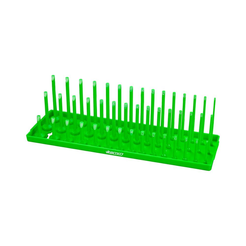 3/8" Drive Socket Holder Vertical Tray 3 Tier 45 Pce Green Boxo B-38VERT3-G