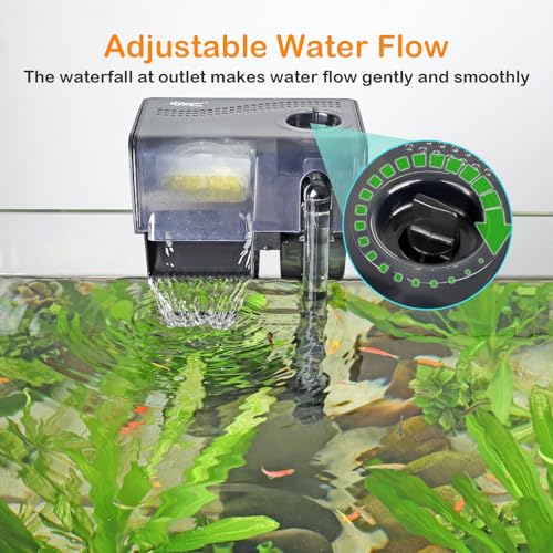 Hygger HUS-HG137-5W Hang On Back Aquarium Filter 10-30 Gallon Power Quiet Fish Tank Filter Multi-Stage Filtration Adjustable Waterfall Hob Filter thumb #3
