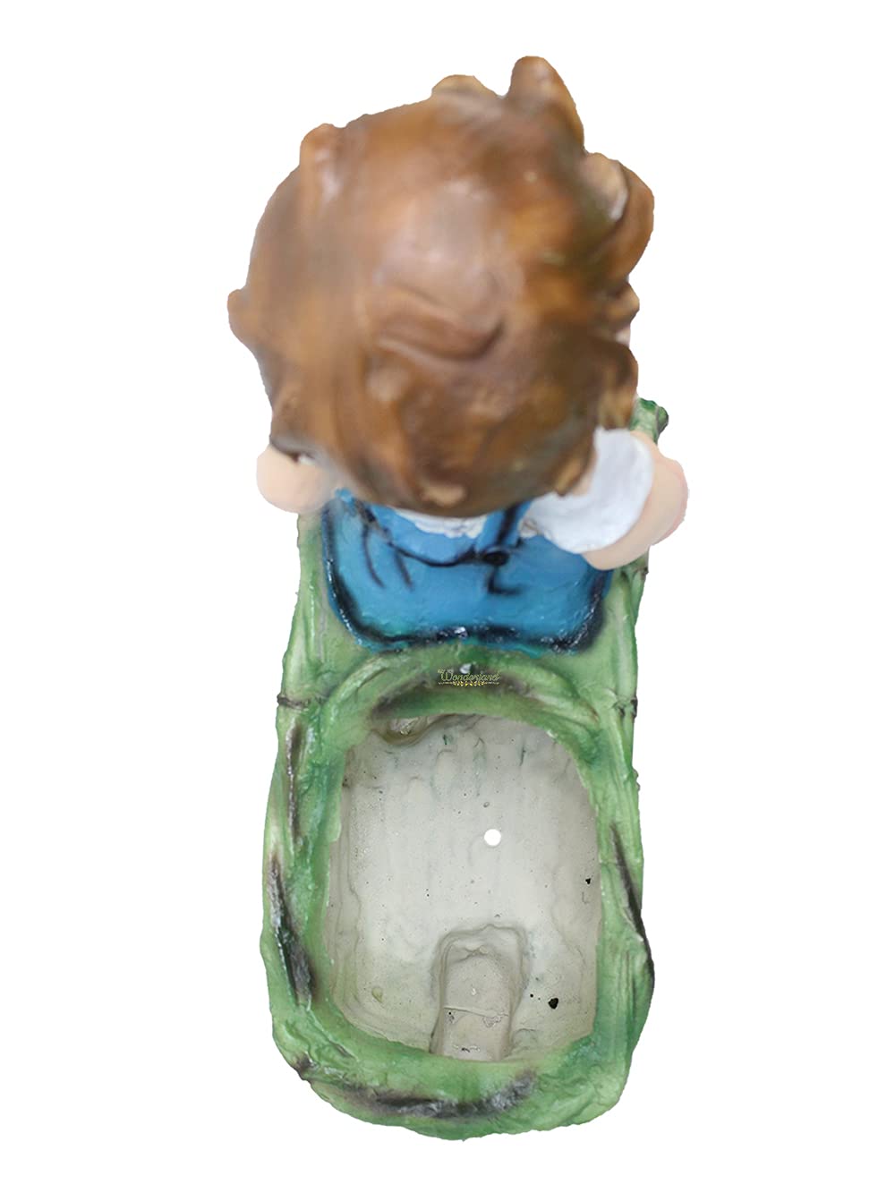 Wonderland polyresin Boy Pushing cart (Garden planters and pots) (Blue) 4