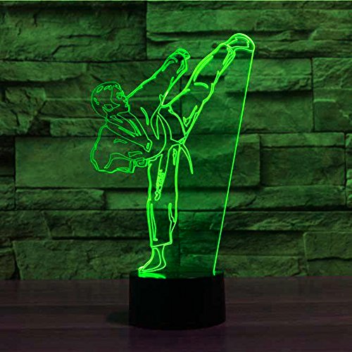 Molly Hieson 3D Gradient Karate Taekwondo Night Light Table Desk Optical Illusion Lamps 7 Color Changing Lights Led Table Lamp Xmas Home Love Birthday Children Kids Decor Toy Gift #TOP4