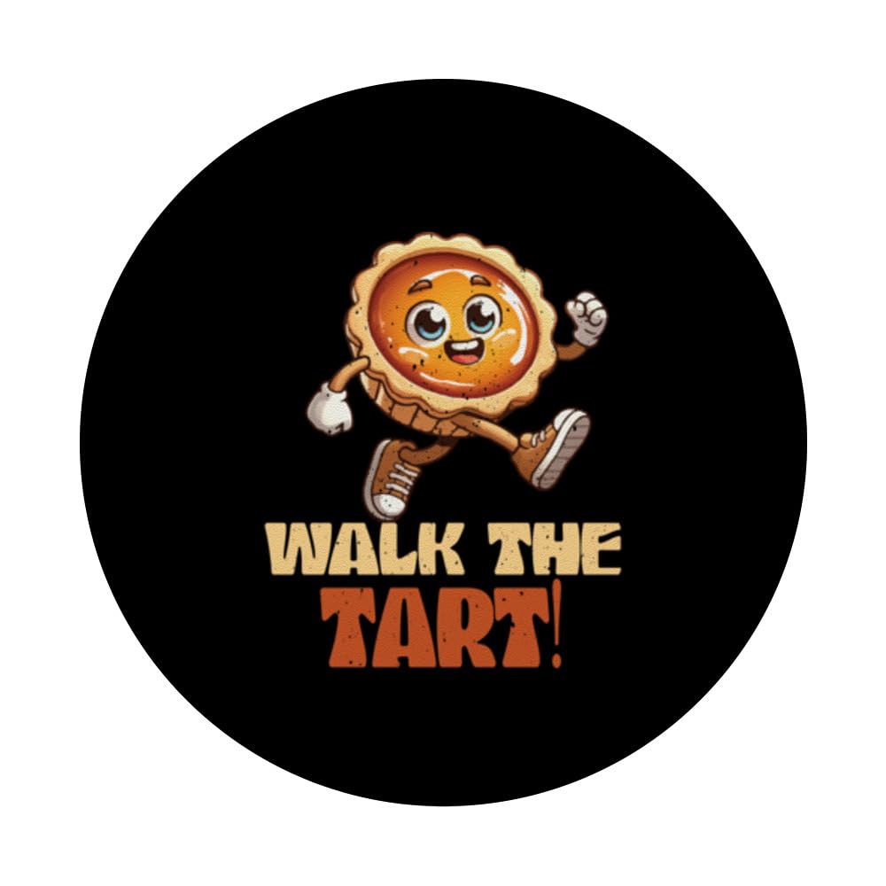 Walk The Tart - Canadian Butter Tarts Lover Canada Pastry PopSockets Swappable PopGrip, Black - Image 3
