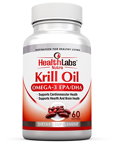 Health Labs Nutra Omega 3 Krill Oil 1000mg per Serving (2 softgels) Highest Concentration of Omega-3's 6's, 9's DHA/EPA (30-Day Supply) 60 Softgels