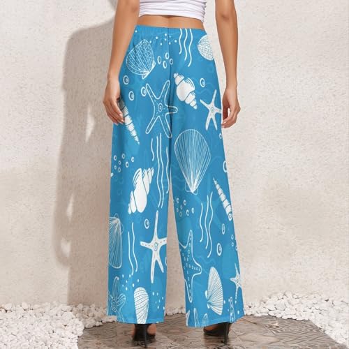 Seashells and Starfish Wide Leg Pants for Women High Waisted Womens Casual Pants Lounge Pants4