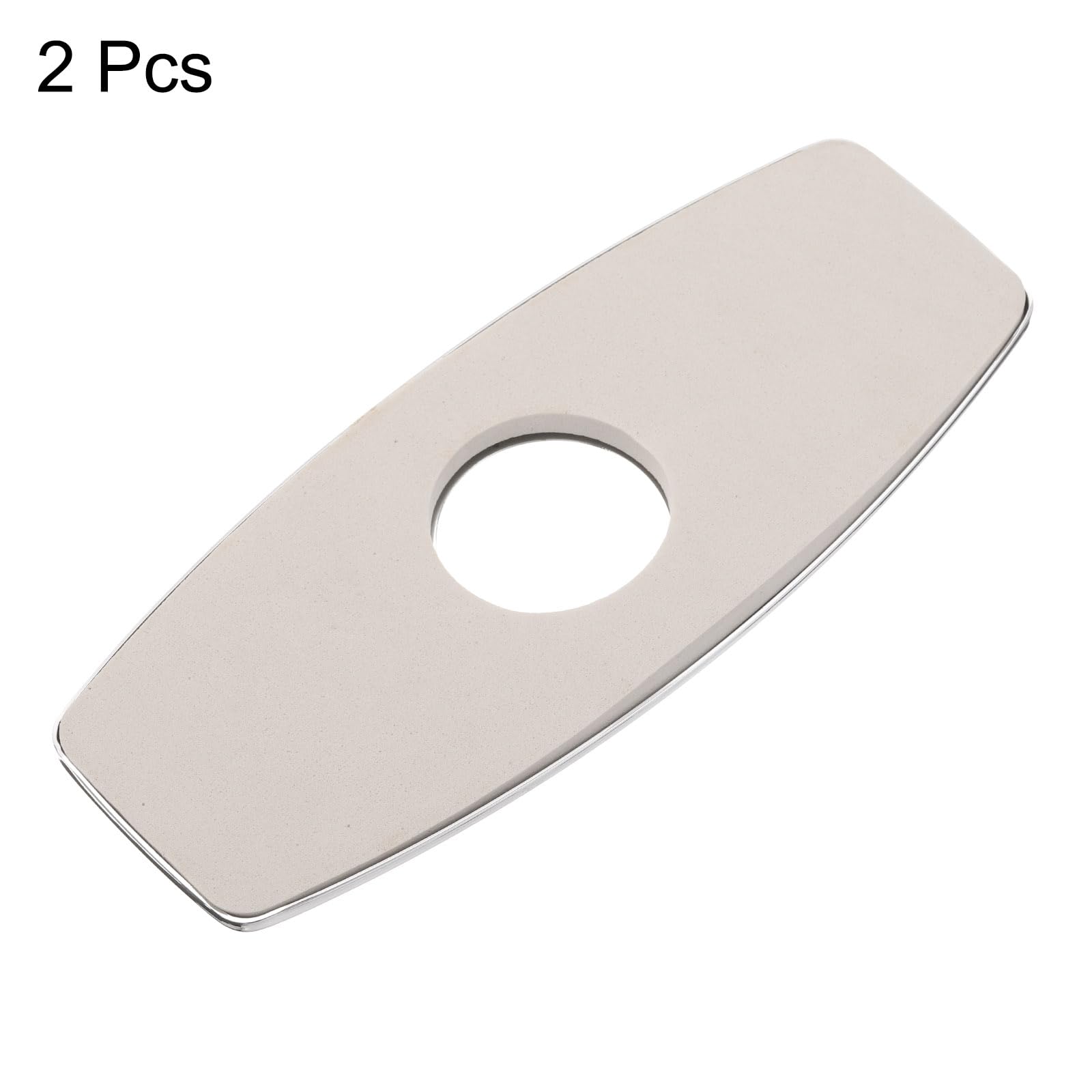 uxcell 2pcs 6 Inch Hole Cover Deck Plate Escutcheon, Stainless Steel Sink Cover Plate for Bathroom or Kitchen Sink Faucet Round Silver - Image 3