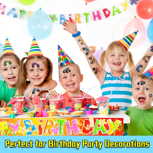 Ozepao Monster Trucks Temporary Tattoo for Kids, 10 Sheets Monster Truck Fake Tattoos for Boys Party Favors, Goodie Bags Stuffers, Brithday Supplies Decorations