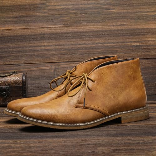 Myallfeet Men's Classic Vintage Chukka Boots Fashion Casual Lace Up Polo Boots Genuine Leather Wear-Resistant Dress Boots2