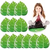 12Pcs Green Leaf Carpet for Classroom Sitting 16 Inch Classroom Rug Floor Cushions Non Slip Leaf Floor Seating for Preschool Kindergarten Elementary Daycare Home School Learning Playing Areas