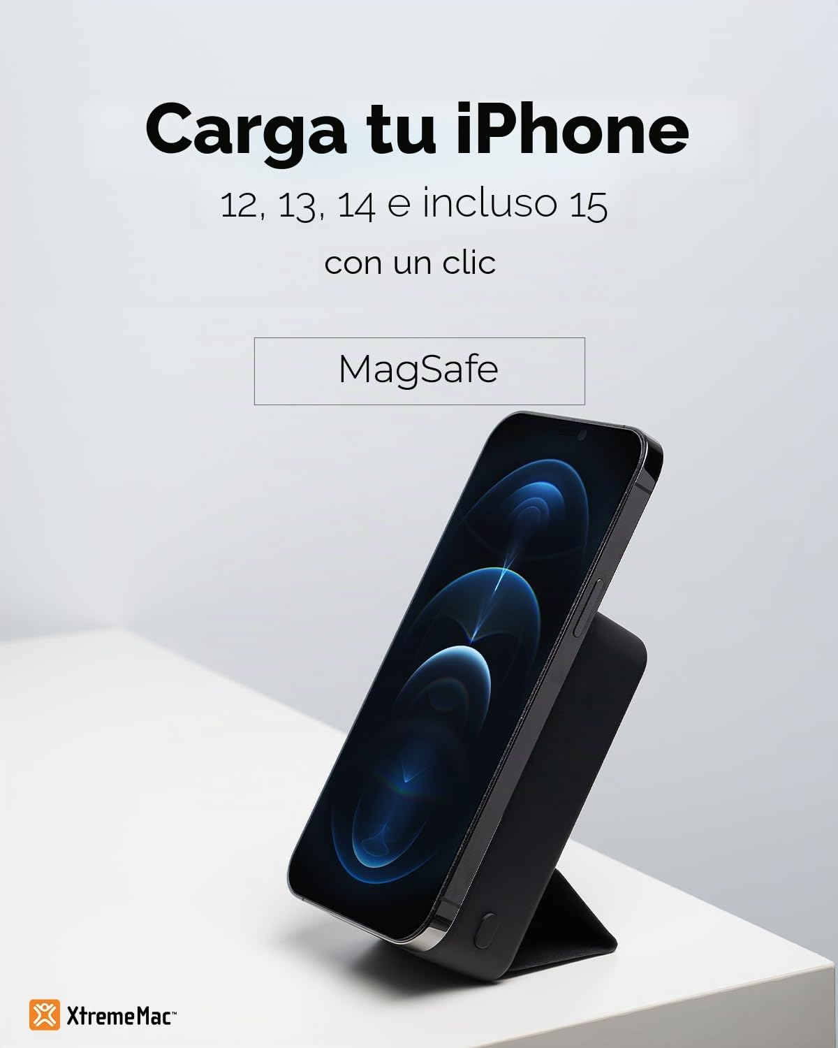 XtremeMac Magsafe Powerbank 20000mAh, Batería Externa magnética para iPhone 15/14/13/12 Serie, USB-C, USB-A y Powerbank inalámbrica con Carga rápida, Mini Power Bank PD 20W, Potente, Negro.