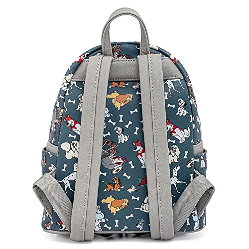 Loungefly Disney Dogs Mini-Backpack Handbag All Over Print Lady Tramp Dalmatians Grey #TOP1