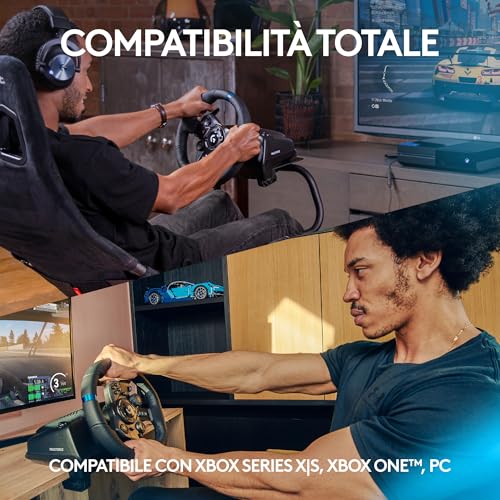 Logitech G G923 volante da corsa e pedali per Xbox Series X|S, Xbox One e PC, con ritorno di forza TRUEFORCE fino a 1000 Hz, pedali reattivi, controllo con doppia frizione e rivestimento del volante - Immagine 1