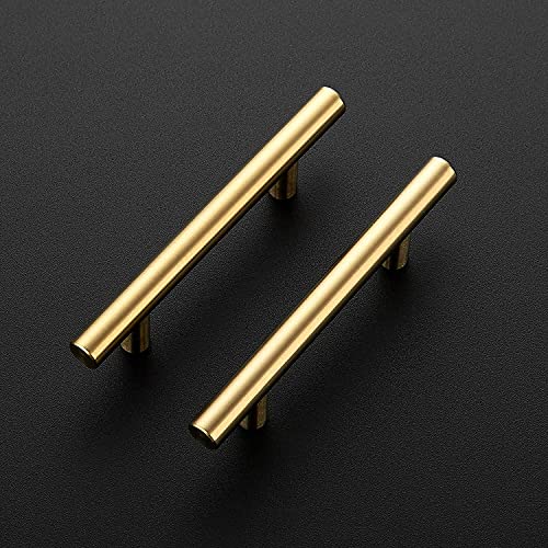 Image of Ravinte 40 Pack 6 inch Cabinet Pulls Brushed Brass Stainless Steel Kitchen Drawer Pulls Cupboard Handles Cabinet Handles 3.75 inch Hole Center