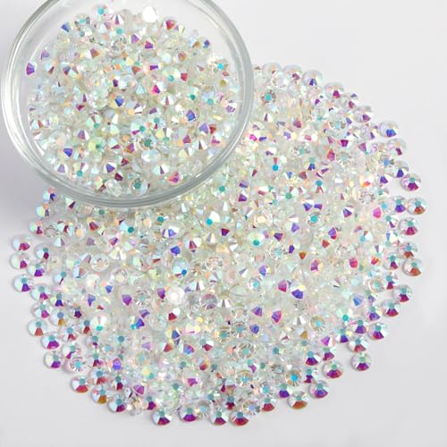 Image of Beadsland Flat Back Rhinestones Bulk, Transparent AB, SS12, 14400pcs | Flatback Glass Gems for Nails Crafts Clothes DIY Decoration, Glue Fix, 3.0-3.2mm,without Silver Backing